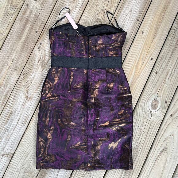 Minuet Purple, Black and Copper Strapless Cocktail Dress Size S. NEW. - Picture 2 of 9